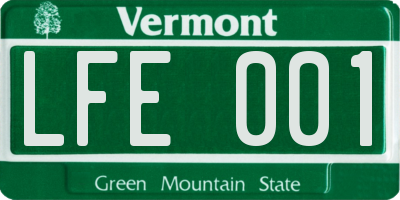 VT license plate LFE001