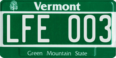VT license plate LFE003