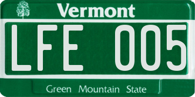 VT license plate LFE005