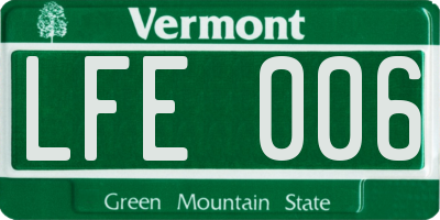 VT license plate LFE006