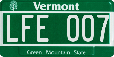 VT license plate LFE007