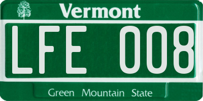 VT license plate LFE008