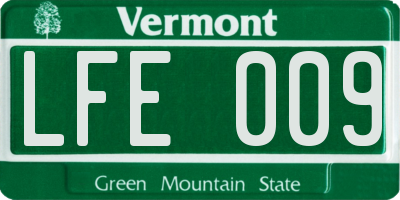 VT license plate LFE009