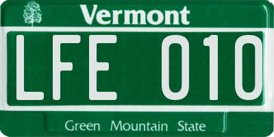 VT license plate LFE010