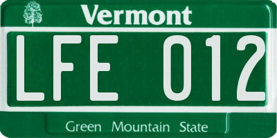 VT license plate LFE012