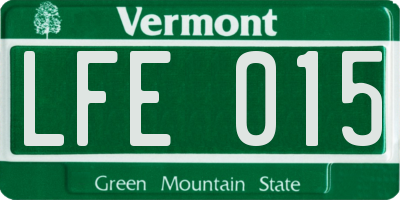 VT license plate LFE015
