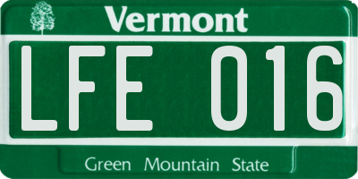 VT license plate LFE016