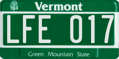 VT license plate LFE017