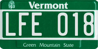 VT license plate LFE018