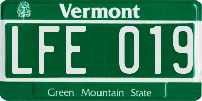VT license plate LFE019