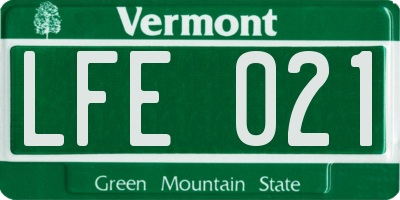VT license plate LFE021