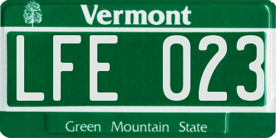 VT license plate LFE023