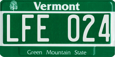 VT license plate LFE024