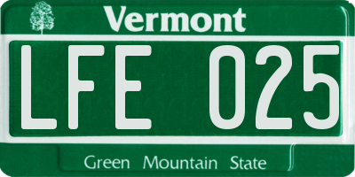 VT license plate LFE025