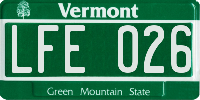 VT license plate LFE026