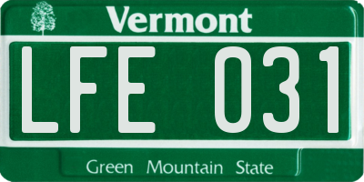 VT license plate LFE031