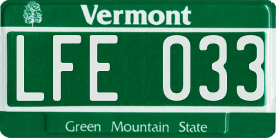 VT license plate LFE033