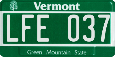 VT license plate LFE037