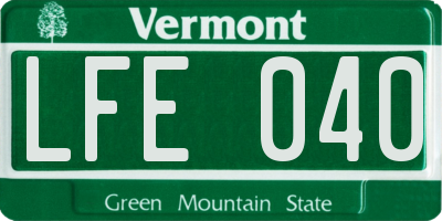 VT license plate LFE040