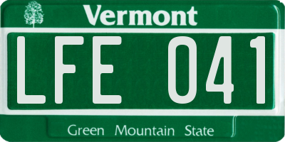 VT license plate LFE041
