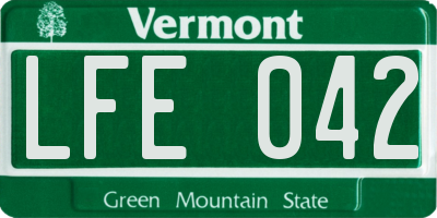 VT license plate LFE042