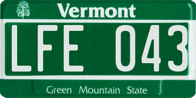 VT license plate LFE043