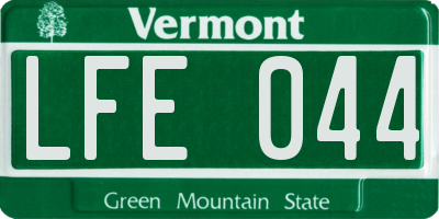 VT license plate LFE044