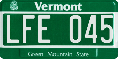 VT license plate LFE045