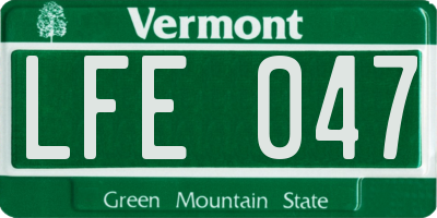 VT license plate LFE047