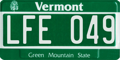 VT license plate LFE049