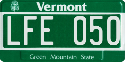 VT license plate LFE050