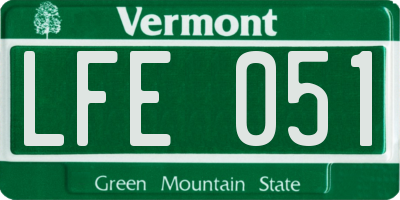 VT license plate LFE051