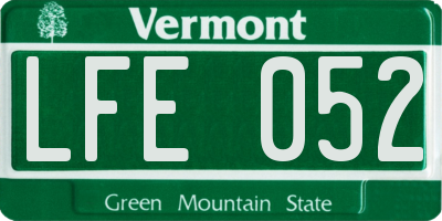 VT license plate LFE052