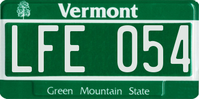 VT license plate LFE054