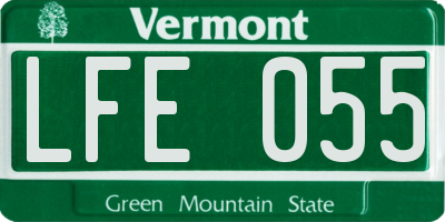 VT license plate LFE055