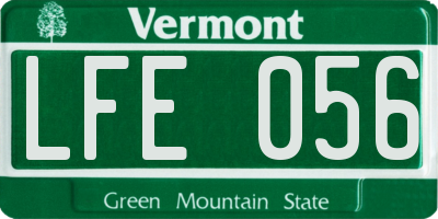 VT license plate LFE056