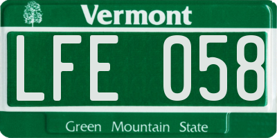 VT license plate LFE058
