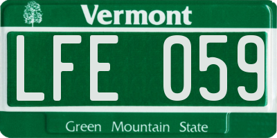 VT license plate LFE059