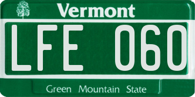 VT license plate LFE060