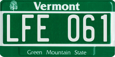 VT license plate LFE061