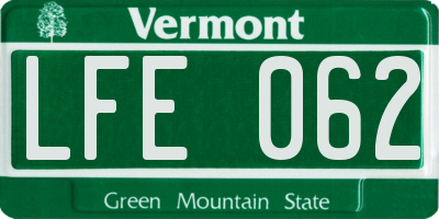 VT license plate LFE062