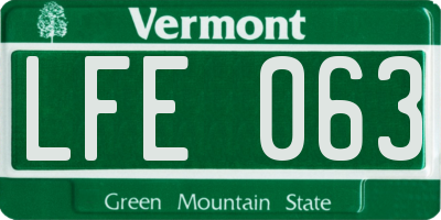 VT license plate LFE063