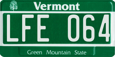 VT license plate LFE064