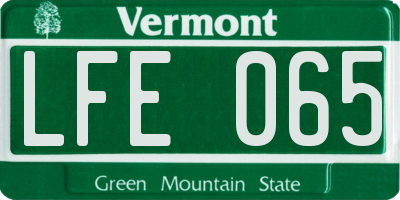 VT license plate LFE065