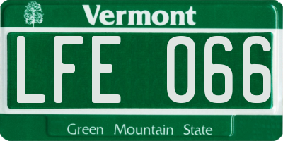 VT license plate LFE066