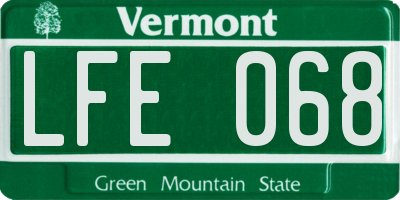 VT license plate LFE068