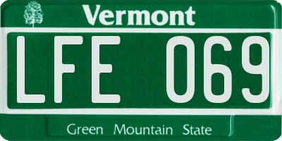 VT license plate LFE069
