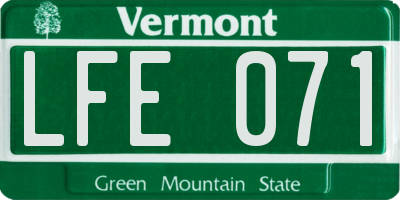 VT license plate LFE071
