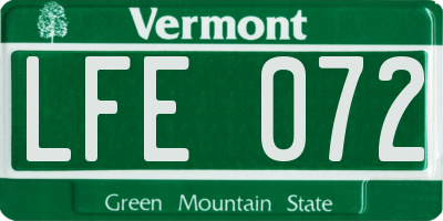 VT license plate LFE072