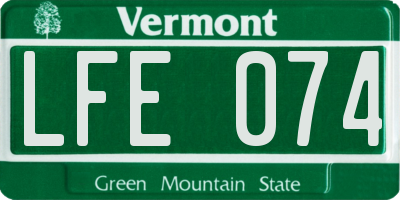 VT license plate LFE074